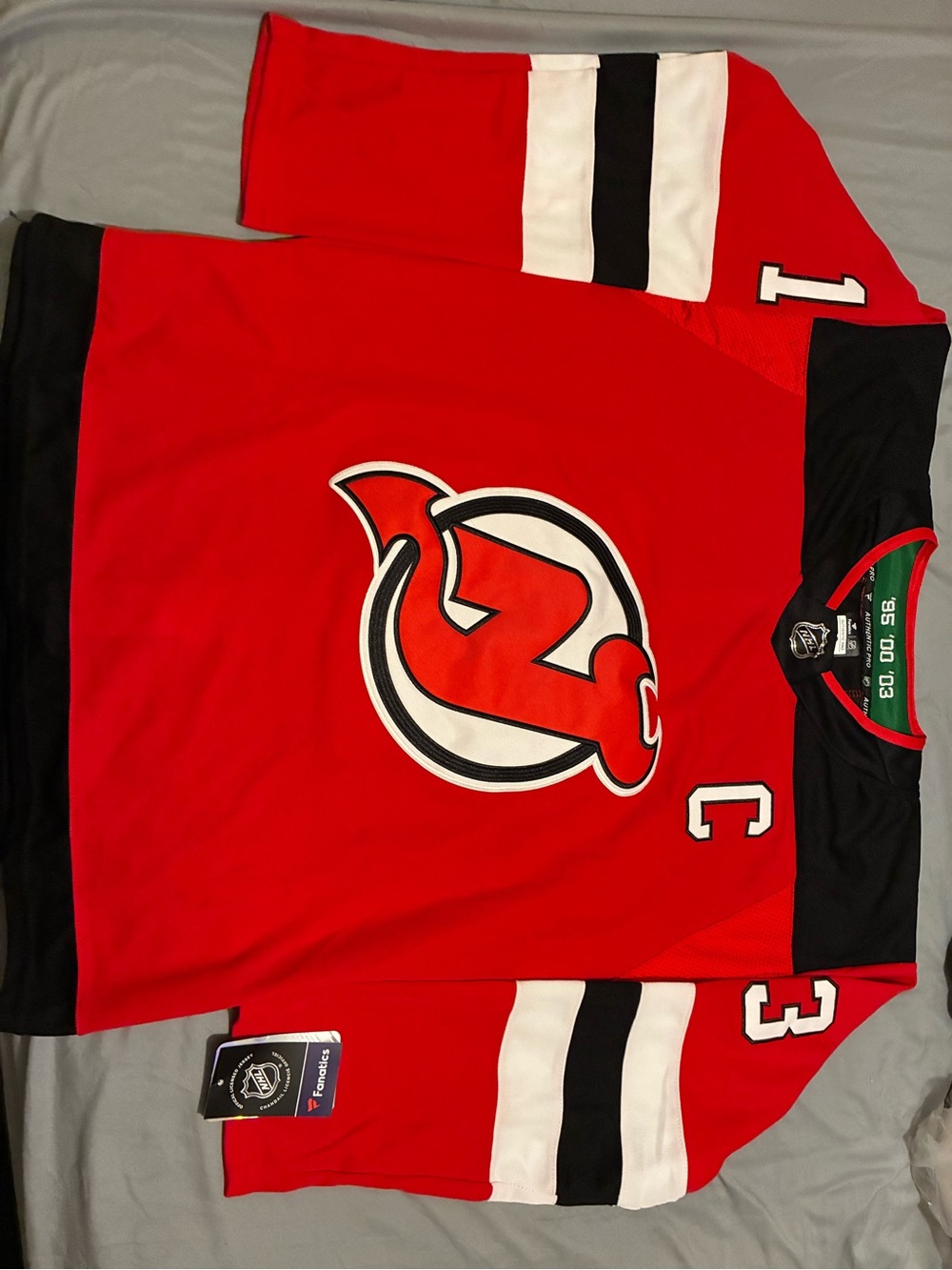Fanatics Red New Jersey Devils Hockey Jersey with Black & White Accents